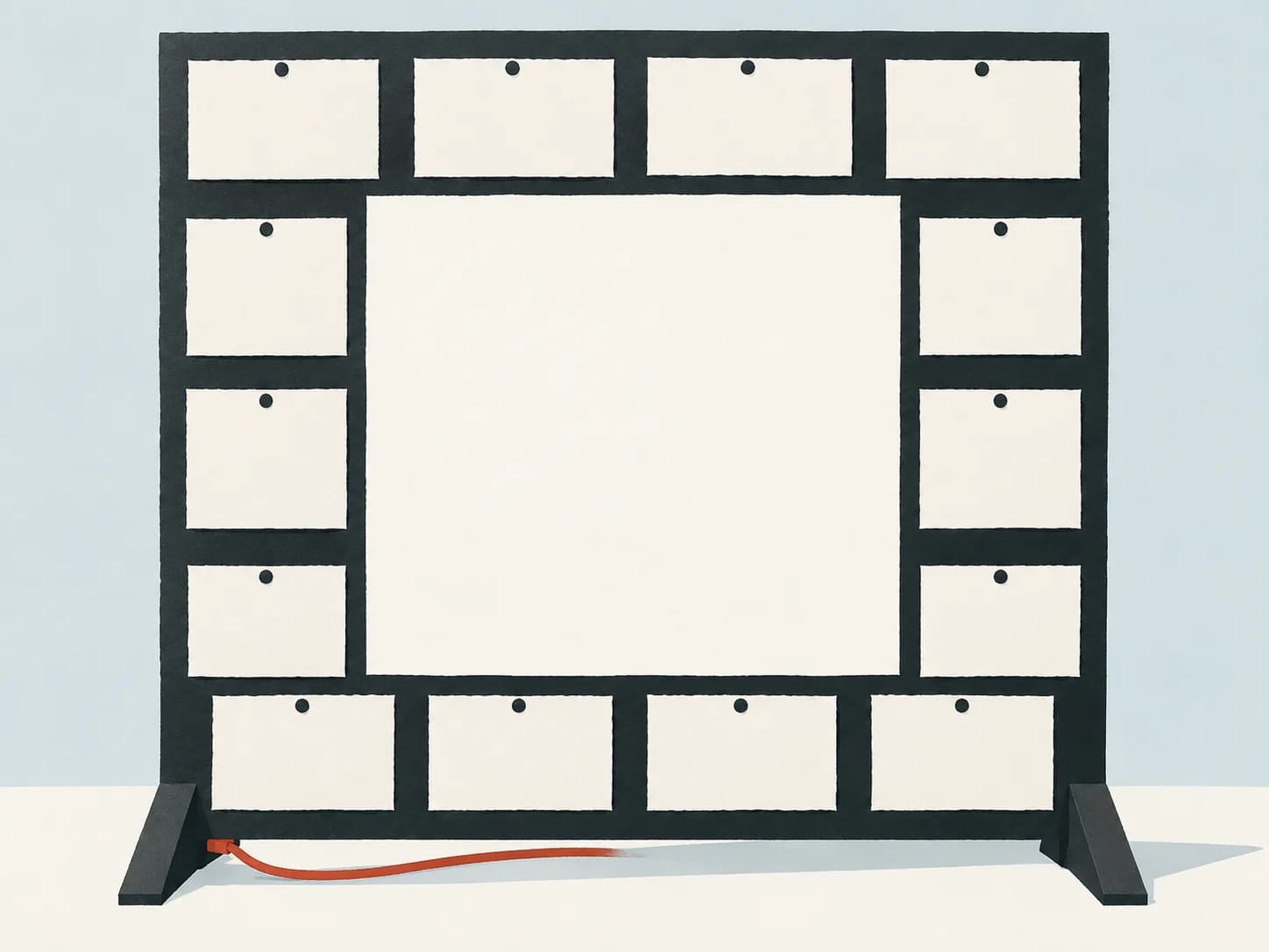 Illustration of a freestanding community board with spaces for business logos